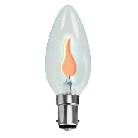 British Electric Lamps - FL-CP-CNDFF/SBC BEL - BELL 35mm Diameter Plain Candle Lamps 240V B15d SBC Flicker Flame