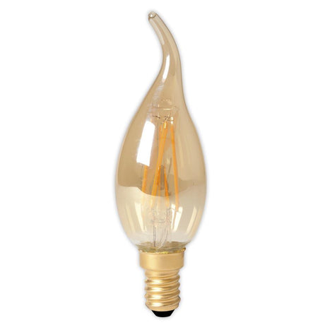 Calex - FL-CP-LCV3.5SESGUWW/DIM CLX - Calex 1101005700 Calex Filament Bent-Tipped Candle 240V 3.5W E14 Gold 2100K Dimmable LED Candles LED Lamps