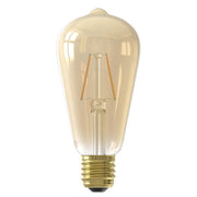 Calex - FL-CP-LSQ2ESGUWW CLX - Calex 1101007800 Calex LED Full Glass Long Filament Rustik Lamp 240V 2W E27 ST64 Gold 2100K LED Squirrel Cage ST64 LED Lamps