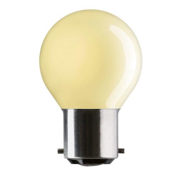 Crompton Lamps - FL-CP-15RND45BCY CRO - Crompton Lamps Golf Ball 240V 15W BC B22d Bayonet Cap Yellow