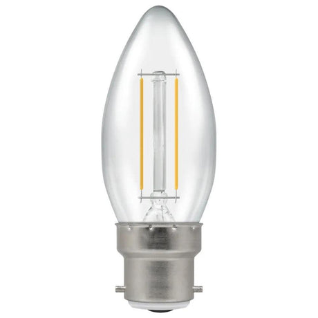 Crompton Lamps - FL-CP-LCND2.2BCCVWW CRO - Crompton Lamps Crompton LED Candles LED Filament Candle 2.2W (25W eqv.) B22d Clear 2700K Crompton Part Number = 15661