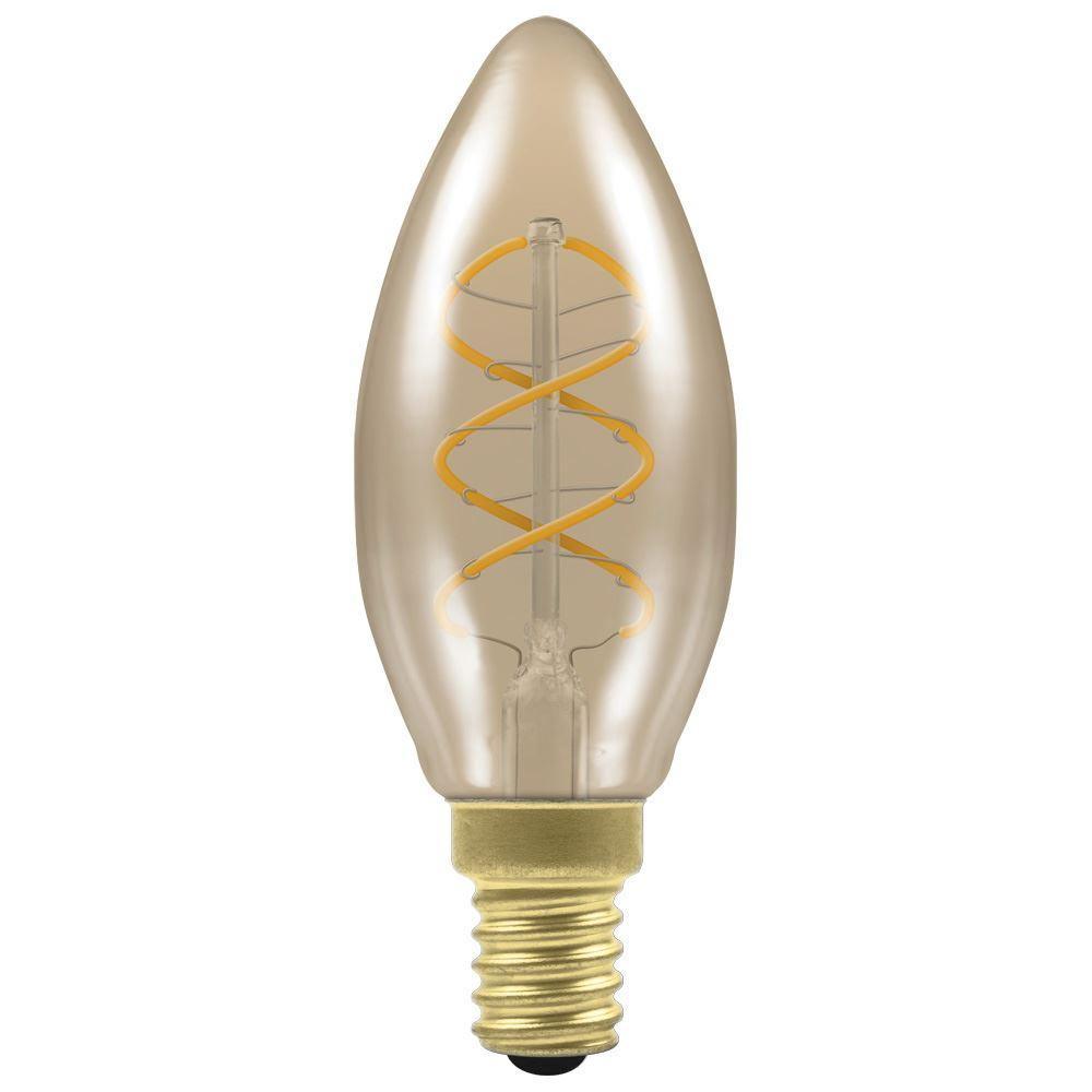 Crompton Lamps - FL-CP-LCND3.5SESGVWW CRO - Crompton Lamps LED Candle Spiral Filament Antique Dimmable 3.5W 2200K SES E14 Small Edison Screwed Cap