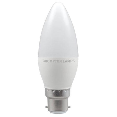 Crompton Lamps - FL-CP-LCND5.5BCOCW/DIM CRO - Crompton Lamps Crompton LED Candle Thermal Plastic 5.5W BC B22d Bayonet Cap 4000K Cool White Opal Dimmable