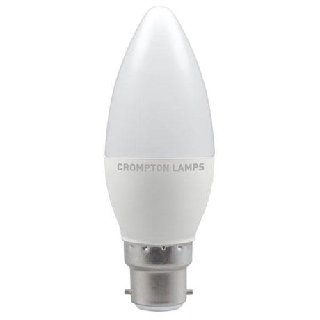 Crompton Lamps - FL-CP-LCND5.5BCODL CROo - Crompton Lamps Crompton LED Candle Thermal Plastic 5.5W BC B22d Bayonet Cap 6500K Day Light Opal