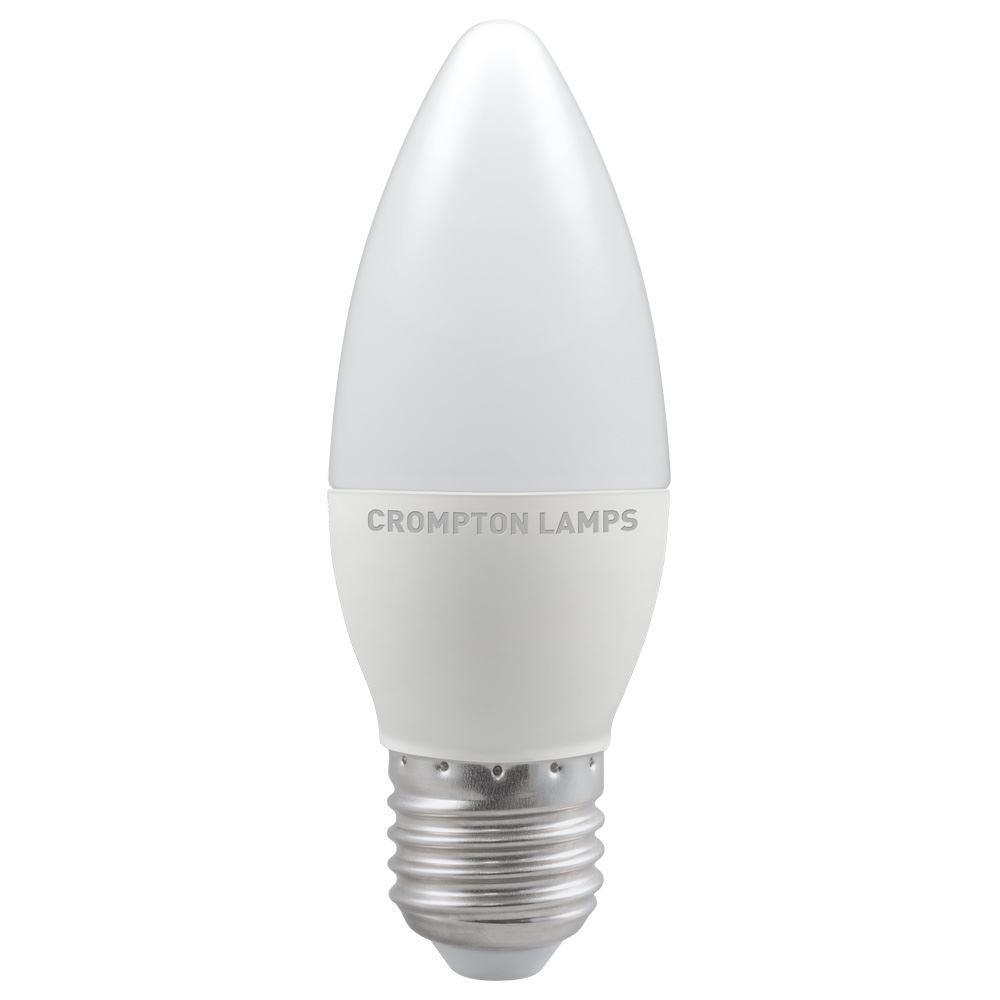 Crompton Lamps - FL-CP-LCND5.5ESOVWW CROM - Crompton Lamps Crompton LED Candle Thermal Plastic 5.5W E27 Edison Screwed Cap Very Warm White Opal