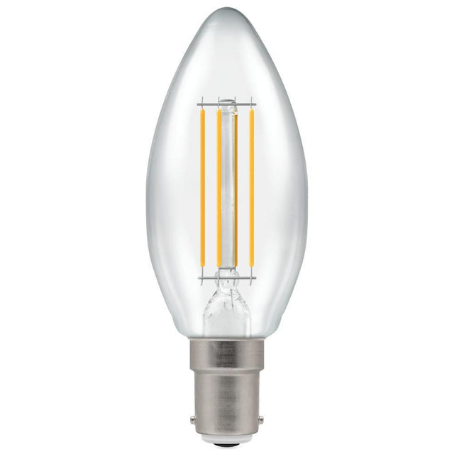 Crompton Lamps - FL-CP-LCND5SBCCVWW/DIM CRO - Crompton Lamps Crompton Lamps Crompton LED Filament Candle 5W 240V Very Warm White B15d Clear Dimmable B15d Small Bayonet SBC 2700K Very Warm White