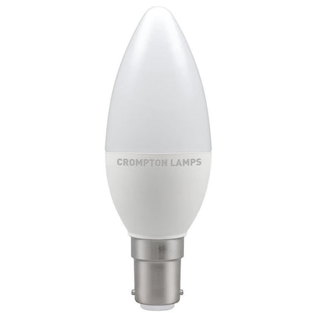 Crompton Lamps - FL-CP-LCND5SBCOVWW/DIM CROM - Crompton Lamps Crompton LED Candle Thermal Plastic 5W (40W) B15d 2700K Opal Dimmable MPN = 14558