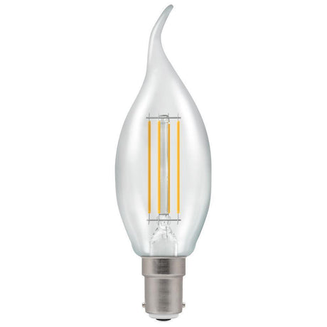 Crompton Lamps - FL-CP-LCV5SBCCVWW/DIM CRO - Crompton Lamps Crompton Lamps LED Filament Bent Tipped Candle 5W 240V Very Warm White B15d Clear Dimmable B15d Small Bayonet SBC 2700K Very Warm White