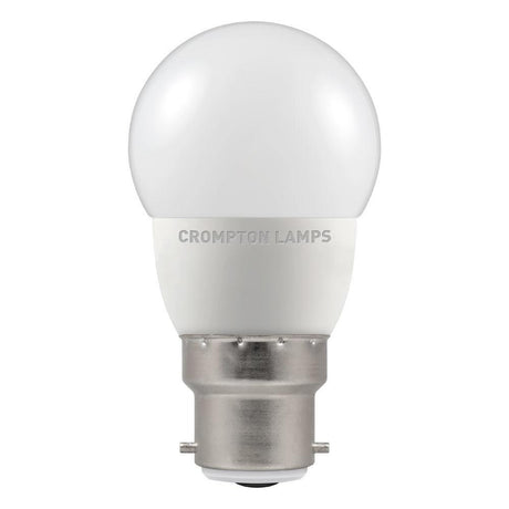 Crompton Lamps - FL-CP-LRND45BCO/5.5CW CROo - Crompton Lamps Crompton LED 45mm Round Thermal Plastic 5.5W BC B22d Bayonet Cap 4000K Cool White Opal