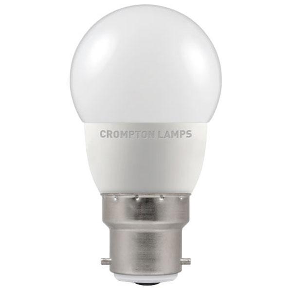 Crompton Lamps - FL-CP-LRND45BCO/5.5CW/DIM CRO - Crompton Lamps Crompton LED 45mm Round Thermal Plastic 5.5W BC B22d Bayonet Cap 4000K Cool White Opal Dimmable