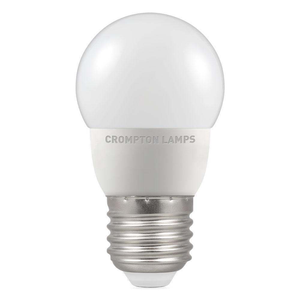 Crompton Lamps - FL-CP-LRND45ESO/5.5CW CRO - Crompton Lamps Crompton LED 45mm Round Thermal Plastic 5.5W ES E27 Edison Screwed Cap 4000K Cool White Opal