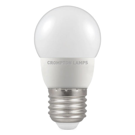 Crompton Lamps - FL-CP-LRND45ESO/5.5CW CRO - Crompton Lamps Crompton LED 45mm Round Thermal Plastic 5.5W ES E27 Edison Screwed Cap 4000K Cool White Opal