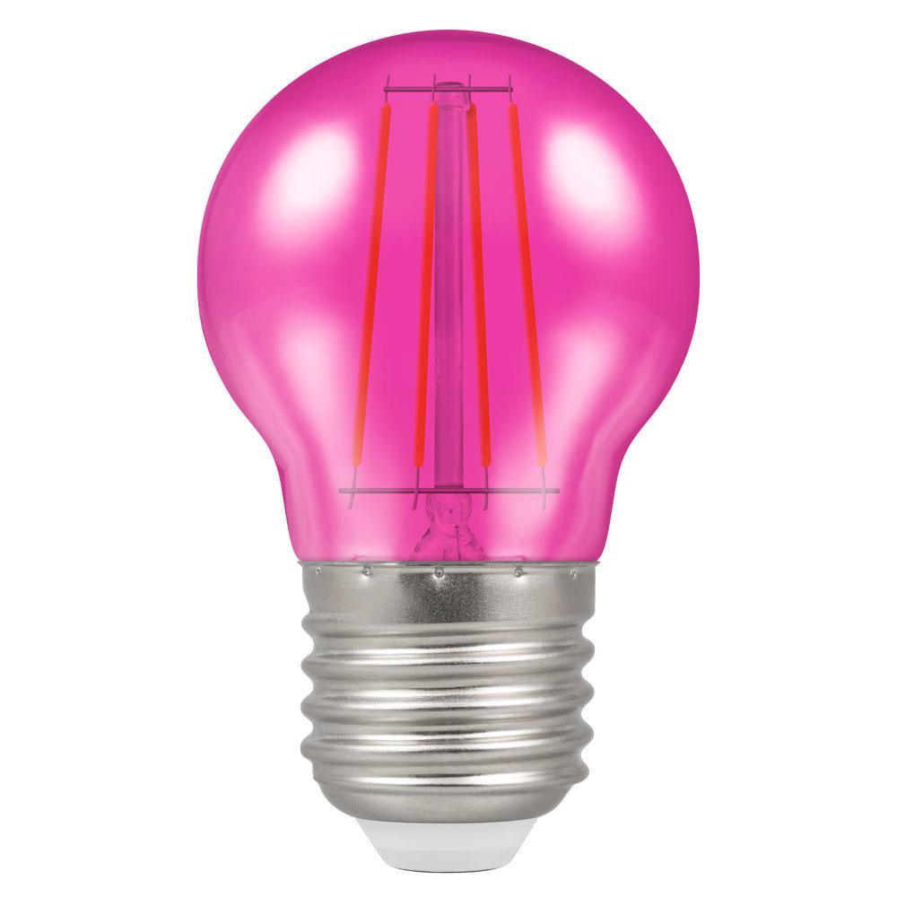 Crompton Lamps - FL-CP-LRND45ESPK/4HAR CRO - Crompton Lamps Crompton Lamps LED Round 45mm ES 4W Pink Harlequin E27 Edison Screw ES Pink