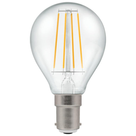 Crompton Lamps - FL-CP-LRND45SBCC/5VWW/DIM CRO - Crompton Lamps Crompton Lamps Crompton LED Filament Round 5W 240V Very Warm White B15d Clear Dimmable B15d Small Bayonet SBC 2700K Very Warm White