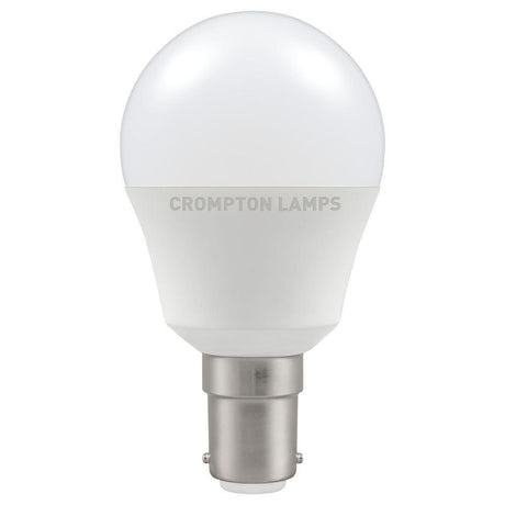 Crompton Lamps - FL-CP-LRND45SBCO/5.5VWW CRO - Crompton Lamps Crompton LED 45mm Round Thermal Plastic 5.5W SBC B15d Small Bayonet Cap 2700K Very Warm White Opal