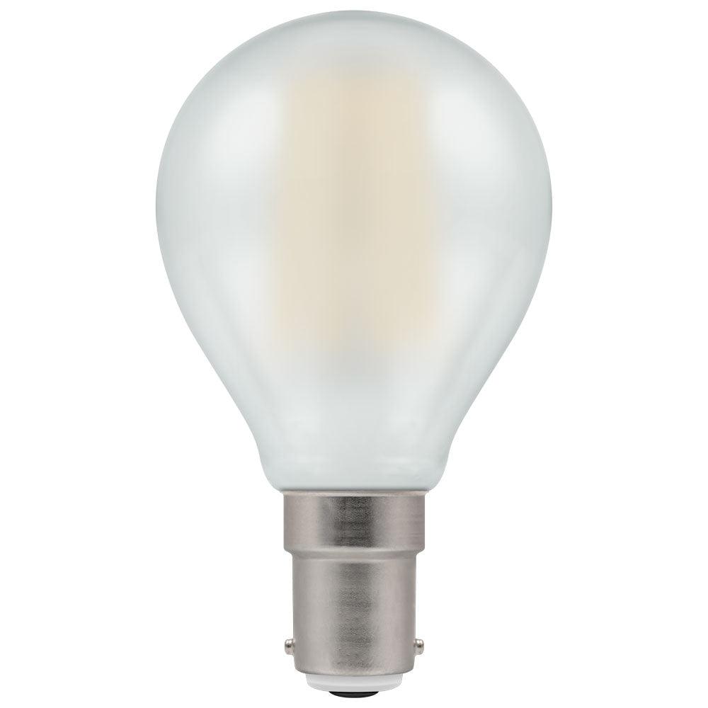 Crompton Lamps - FL-CP-LRND45SBCO/5VWW/DIM CRO - Crompton Lamps Crompton LED Filament Round 5W 240V Very Warm White B15d Pearl Dimmable MPN = 7260