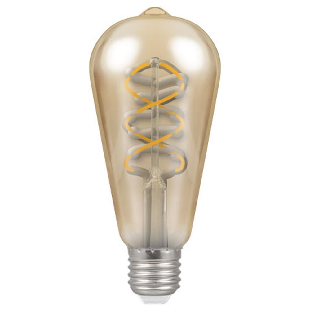 Crompton Lamps - FL-CP-LSQ6ESG/DIM/SPI CRO - Crompton Lamps Crompton 6W LED Spiral Filament ST64 Extra Warm White E27 Edison Screwed Cap Dimmable