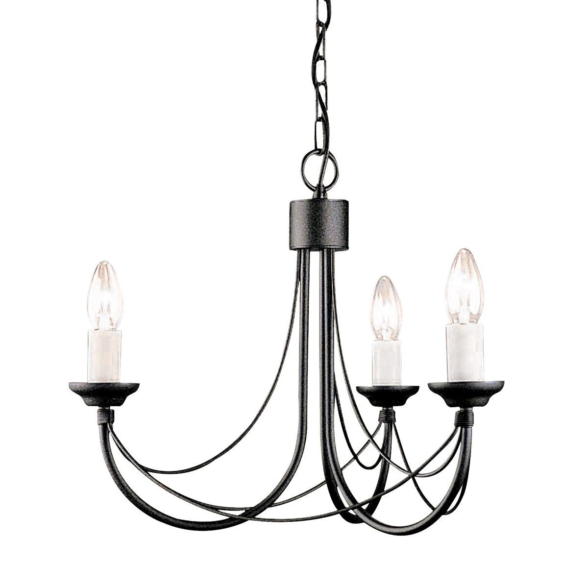 Elstead Lighting - CB3-BLACK - Elstead Lighting Chandelier from the Carisbrooke range. Carisbrooke 3 Light Chandelier Product Code = CB3-BLACK