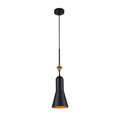 Elstead Lighting - ETOILE-P-M-MB - Elstead Lighting Pendant from the Etoile range. Etoile 1lt Medium Pendant - Matte Black and Gold Leaf Product Code = ETOILE-P-M-MB