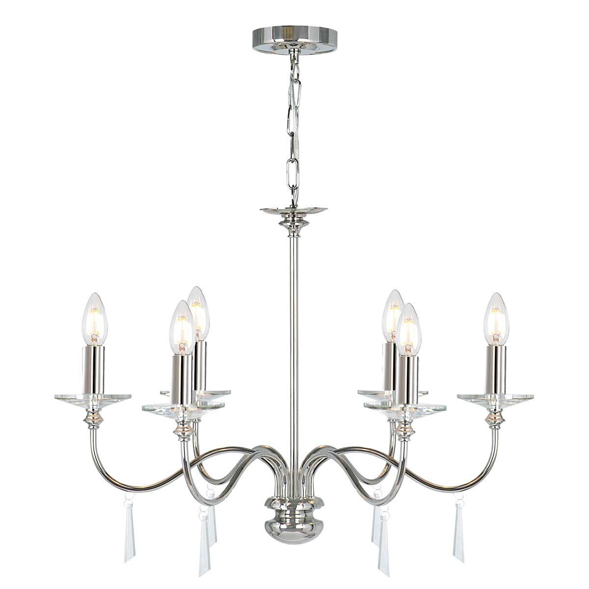 Elstead Lighting - FP6-POL-NICKEL - Elstead Lighting Chandelier from the Finsbury Park range. Finsbury Park 6 Light Chandelier Product Code = FP6-POL-NICKEL