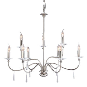 Elstead Lighting - FP9-POL-NICKEL - Elstead Lighting Chandelier from the Finsbury Park range. Finsbury Park 9 Light Chandelier Product Code = FP9-POL-NICKEL