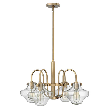 Elstead Lighting - HK-CONGRESS4-B-BC - Hinkley Chandelier from the Congress range. Congress 4 Light Clear Tiered Glass Chandelier - Brushed Caramel Product Code = HK-CONGRESS4-B-BC