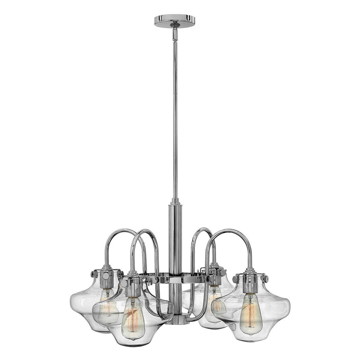 Elstead Lighting - HK-CONGRESS4-B-CM - Hinkley Chandelier from the Congress range. Congress 4 Light Clear Tiered Glass Chandelier - Chrome Product Code = HK-CONGRESS4-B-CM