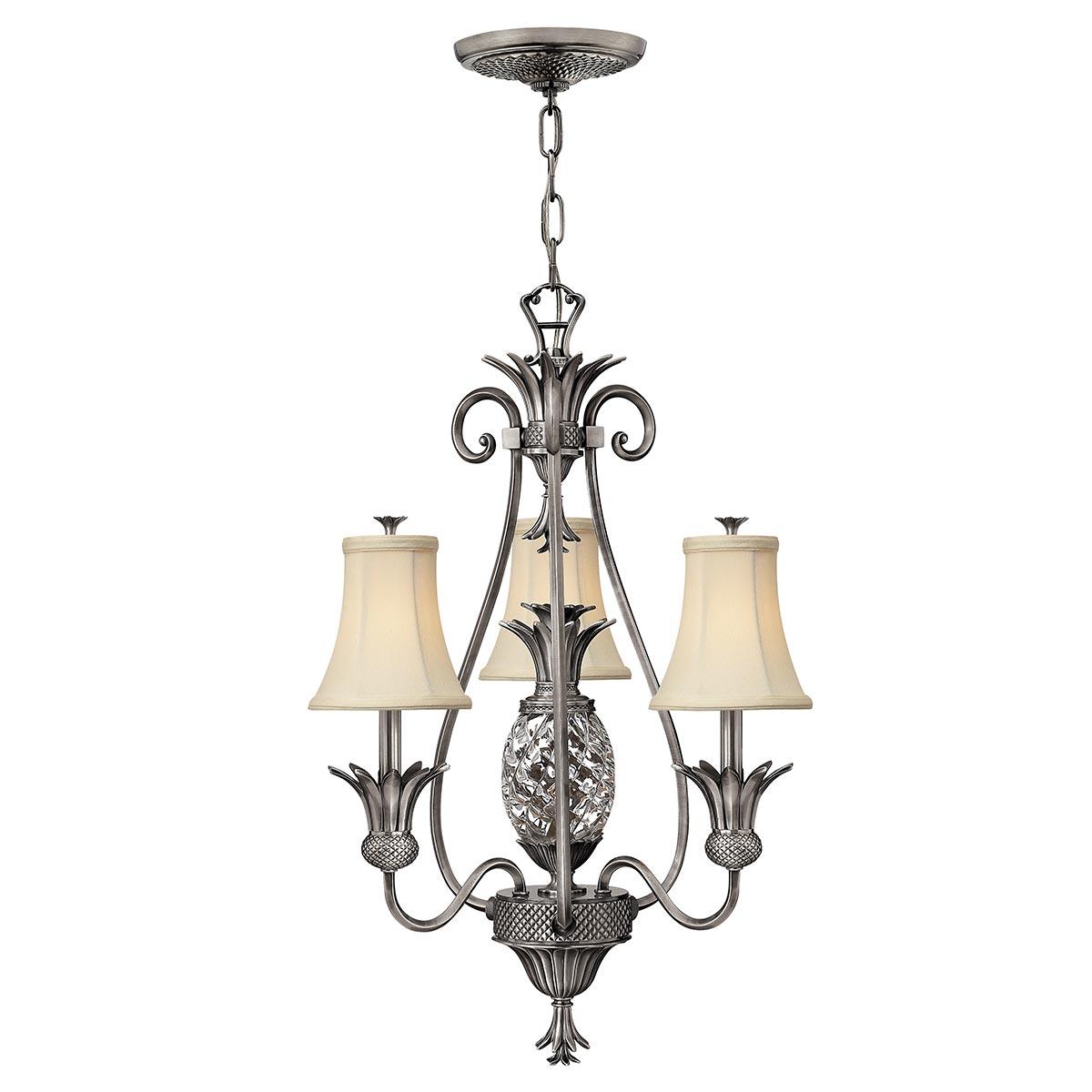 Elstead Lighting - HK-PLANT3-PL - Hinkley Chandelier from the Plantation range. Plantation 3 Light Chandelier Product Code = HK-PLANT3-PL