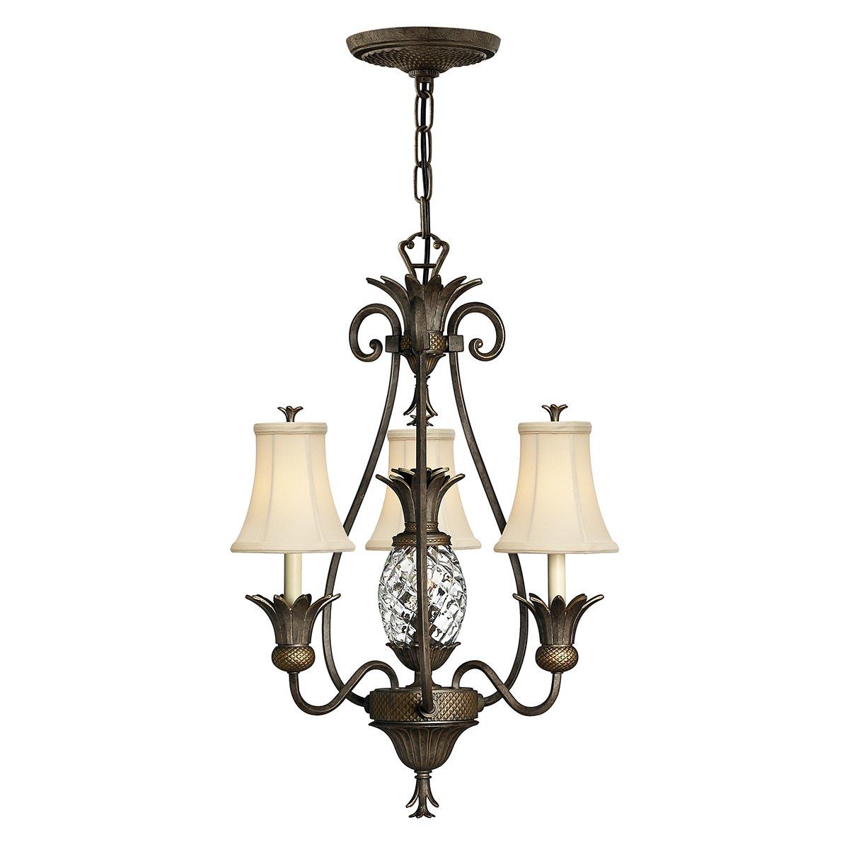 Elstead Lighting - HK-PLANT3-PZ - Hinkley Chandelier from the Plantation range. Plantation 3 Light Chandelier Product Code = HK-PLANT3-PZ