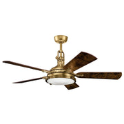 Elstead Lighting - KLF-HATTERAS-BAY-56-BAB - Kichler Ceiling Fan Hatteras Bay - 56in / 142cm Fan - Burnished Antique Brass part Number = KLF-HATTERAS-BAY-56-BAB