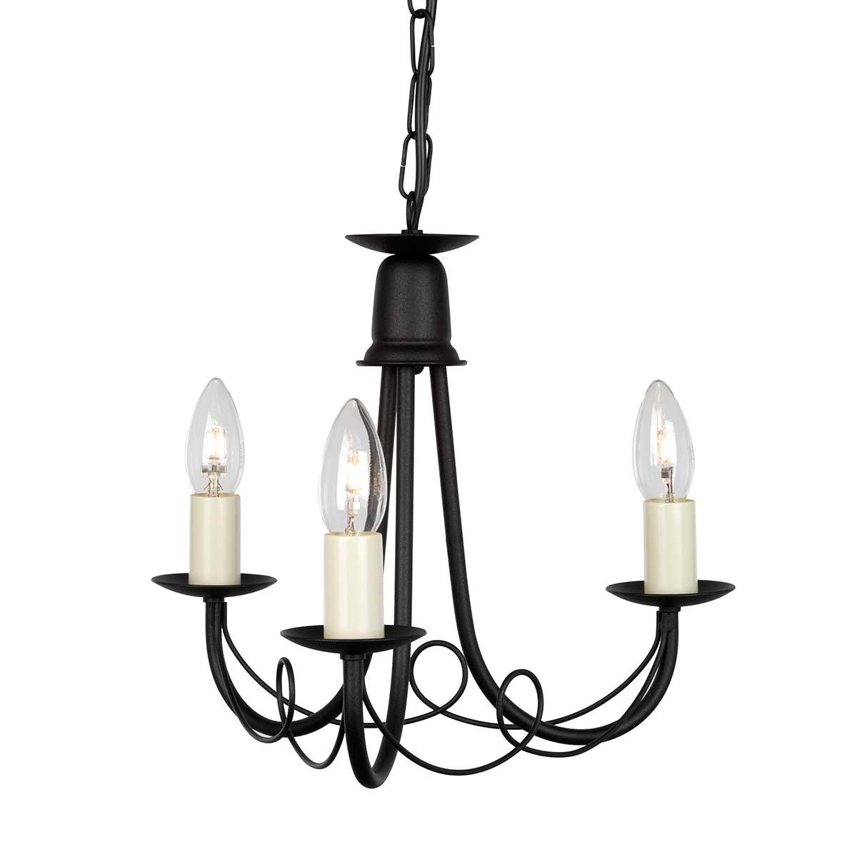 Elstead Lighting - MN3-BLACK - Elstead Lighting Chandelier from the Minster range. Minster 3 Light Chandelier Product Code = MN3-BLACK