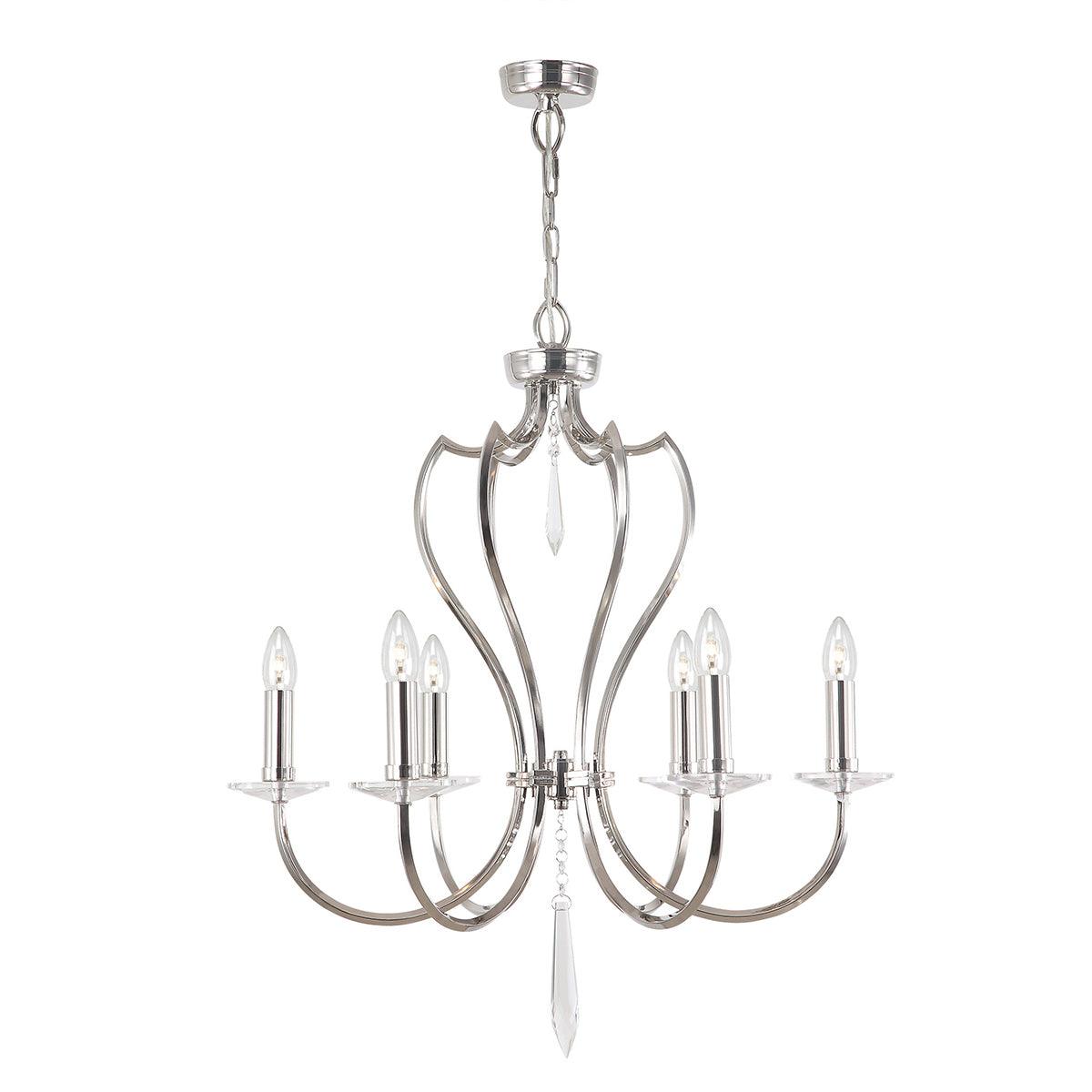 Elstead Lighting - PM6-PN - Elstead Lighting Chandelier from the Pimlico range. Pimlico 6 Light Chandelier - Polished Nickel Product Code = PM6-PN