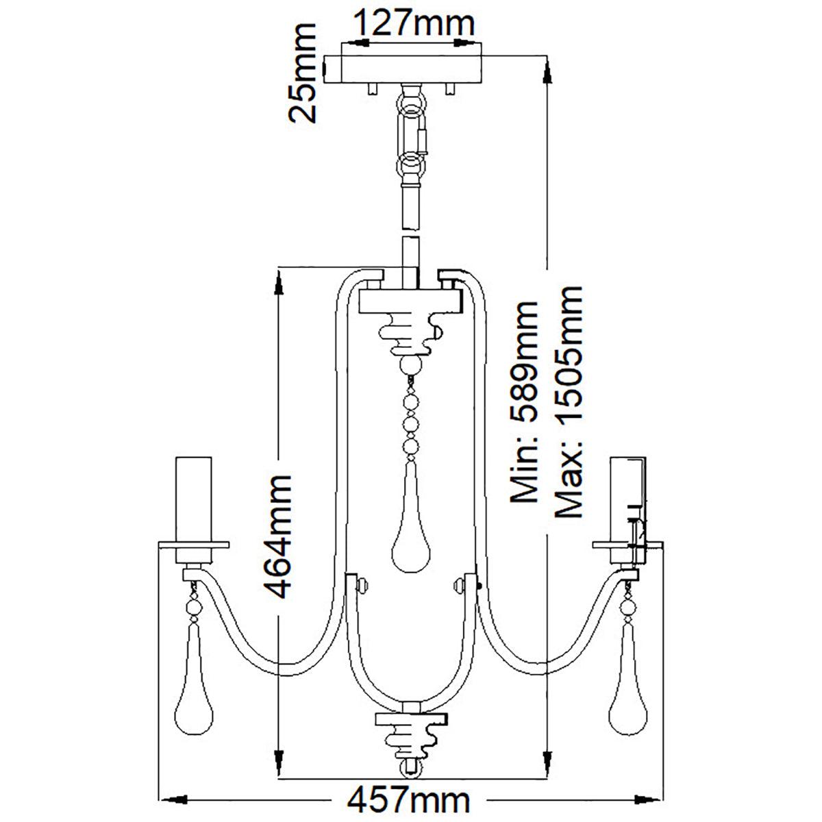 Elstead Lighting - QN-KARLEE3 - Elstead Lighting Quintiesse Collection Karlee 3 Light Chandelier from the Karlee range. Part Number - QN-KARLEE3