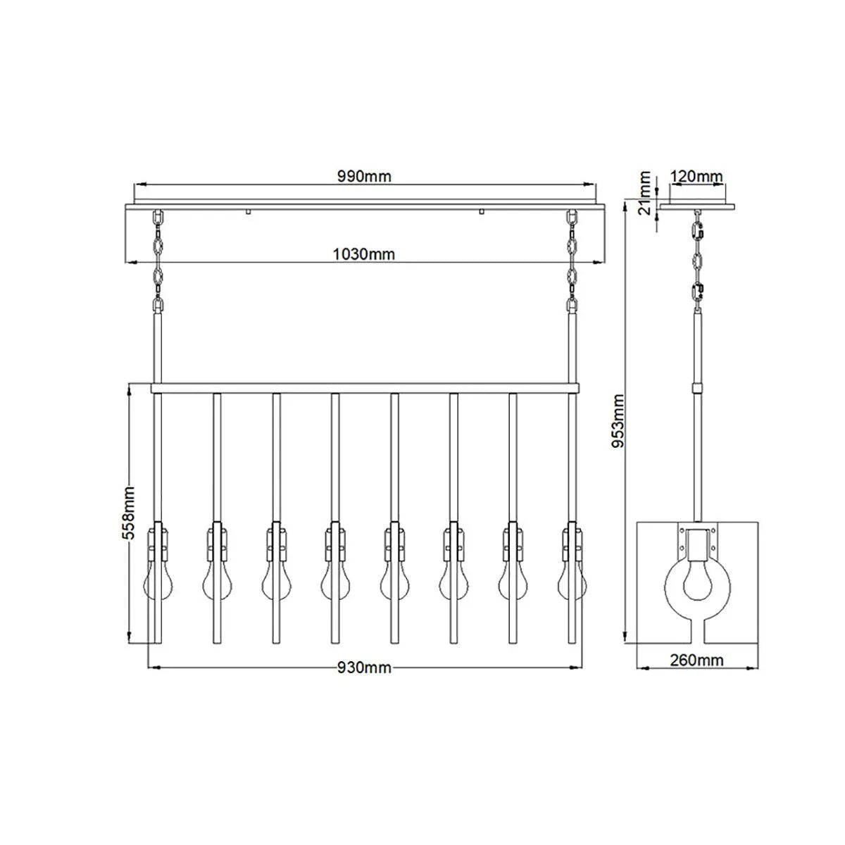 Elstead Lighting - QN-LUDLOW8-PN - Linear Chandelier