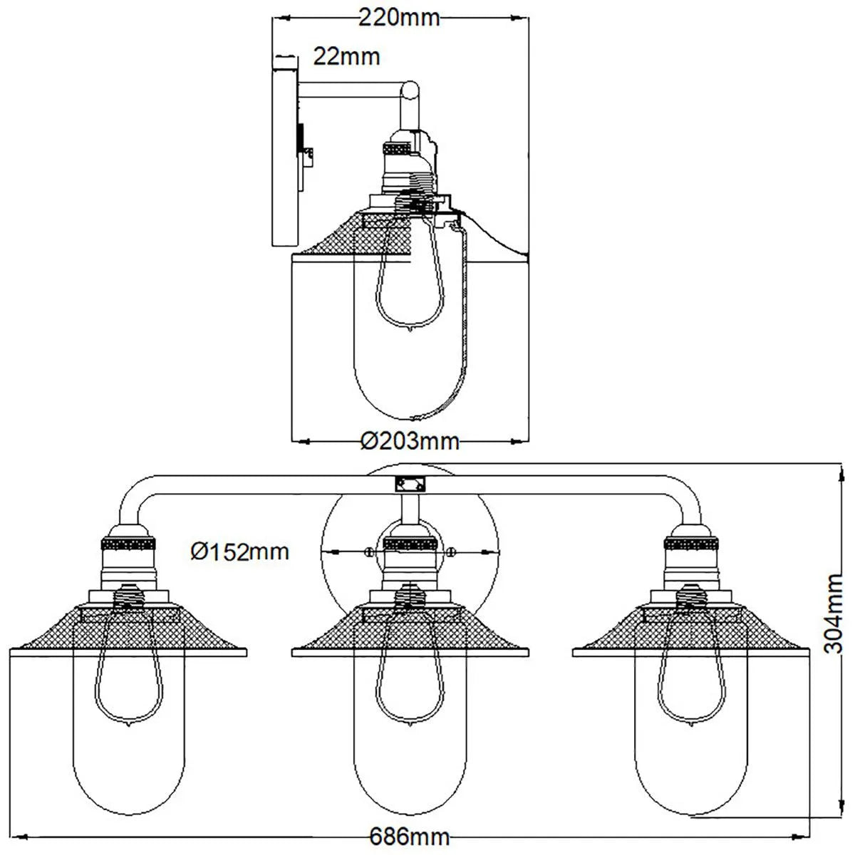 Elstead Lighting - QN-RIGBY3-BATH-AN - Wall Light