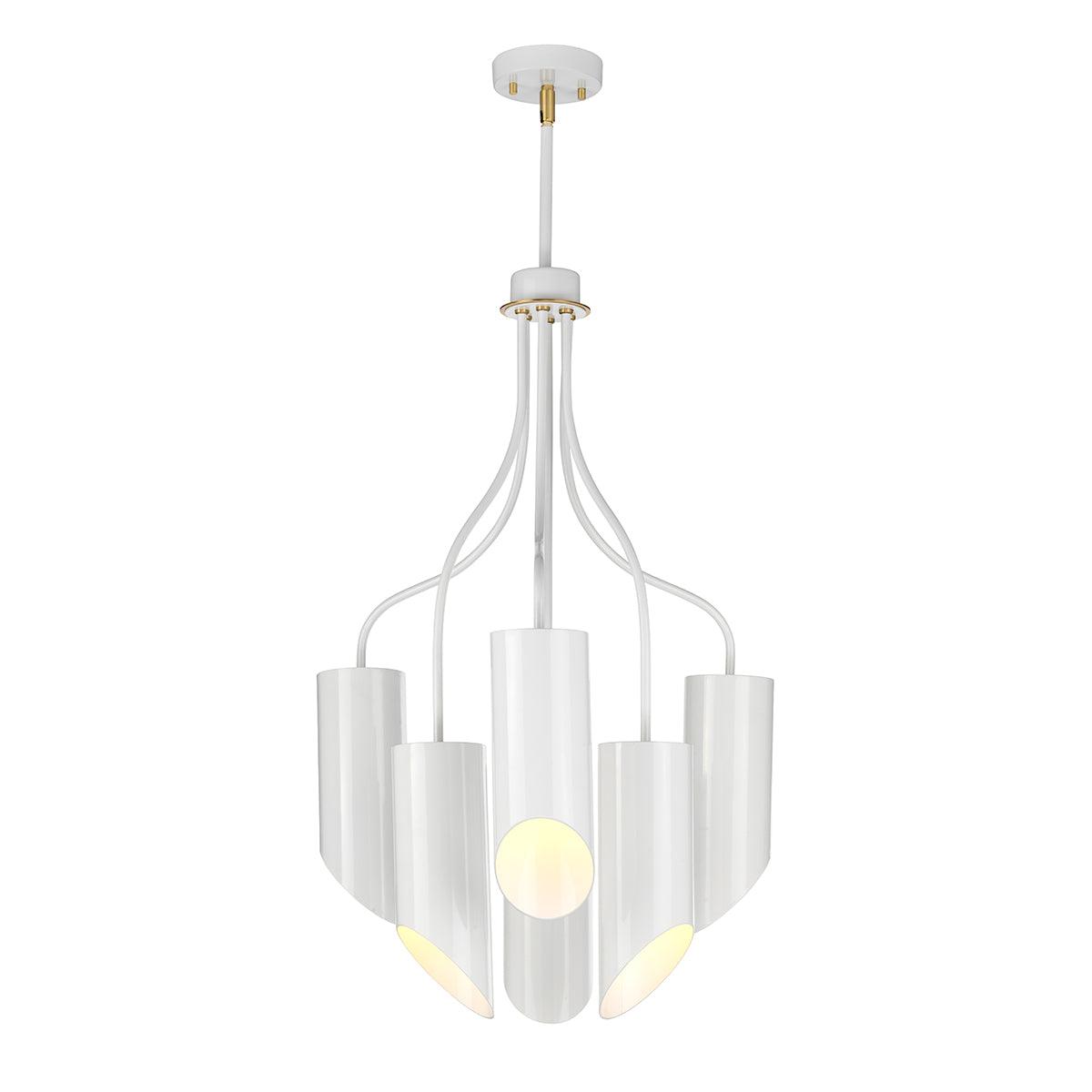 Elstead Lighting - QUINTO6-WAB - Elstead Lighting Chandelier from the Quinto range. Quinto 6 Light Chandelier - White Aged Brass Product Code = QUINTO6-WAB