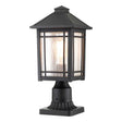 Elstead Lighting - QZ-CEDAR-POINT3-M-BK - Quoizel Pedestal Lantern from the Cedar Point range. Cedar Point 1 Light Pedestal Product Code = QZ-CEDAR-POINT3-M-BK