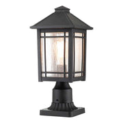 Elstead Lighting - QZ-CEDAR-POINT3-M-BK - Quoizel Pedestal Lantern from the Cedar Point range. Cedar Point 1 Light Pedestal Product Code = QZ-CEDAR-POINT3-M-BK