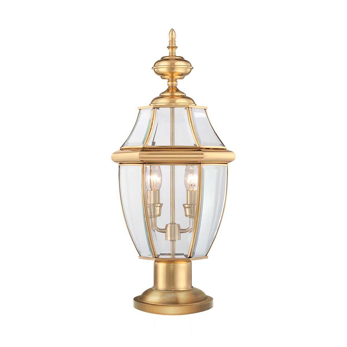 Elstead Lighting - QZ-NEWBURY3-L-PB - Quoizel Pedestal Lantern from the Newbury range. Newbury 2 Light Pedestal Product Code = QZ-NEWBURY3-L-PB