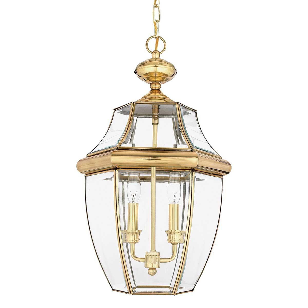 Elstead Lighting - QZ-NEWBURY8-L-PB - Quoizel Outdoor Hanging from the Newbury range. Newbury 2 Light Large Chain Lantern Product Code = QZ-NEWBURY8-L-PB