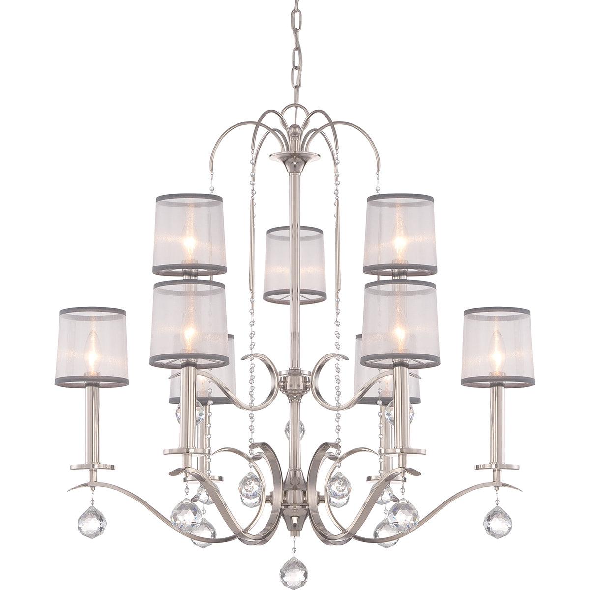 Elstead Lighting - QZ-WHITNEY9 - Quoizel Chandelier from the Whitney range. Whitney 9 Light Two Tier Chandelier Product Code = QZ-WHITNEY9