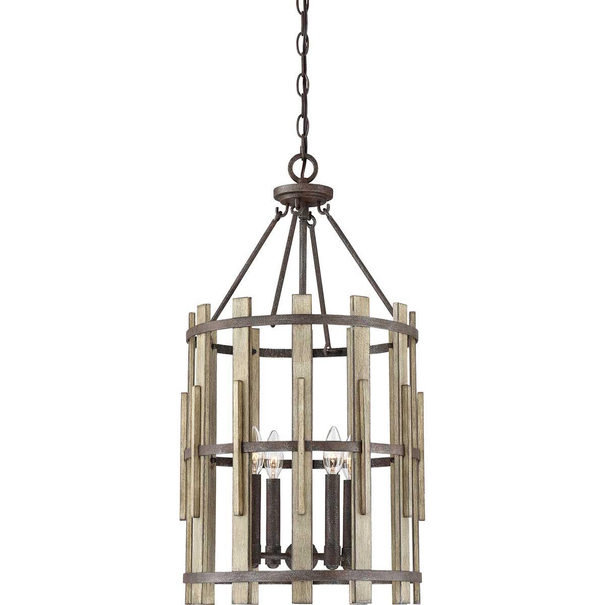 Elstead Lighting - QZ-WOOD-HOLLOW-4P - Quoizel Pendant from the Wood Hollow range. Wood Hollow 4 Light Chandelier Product Code = QZ-WOOD-HOLLOW-4P