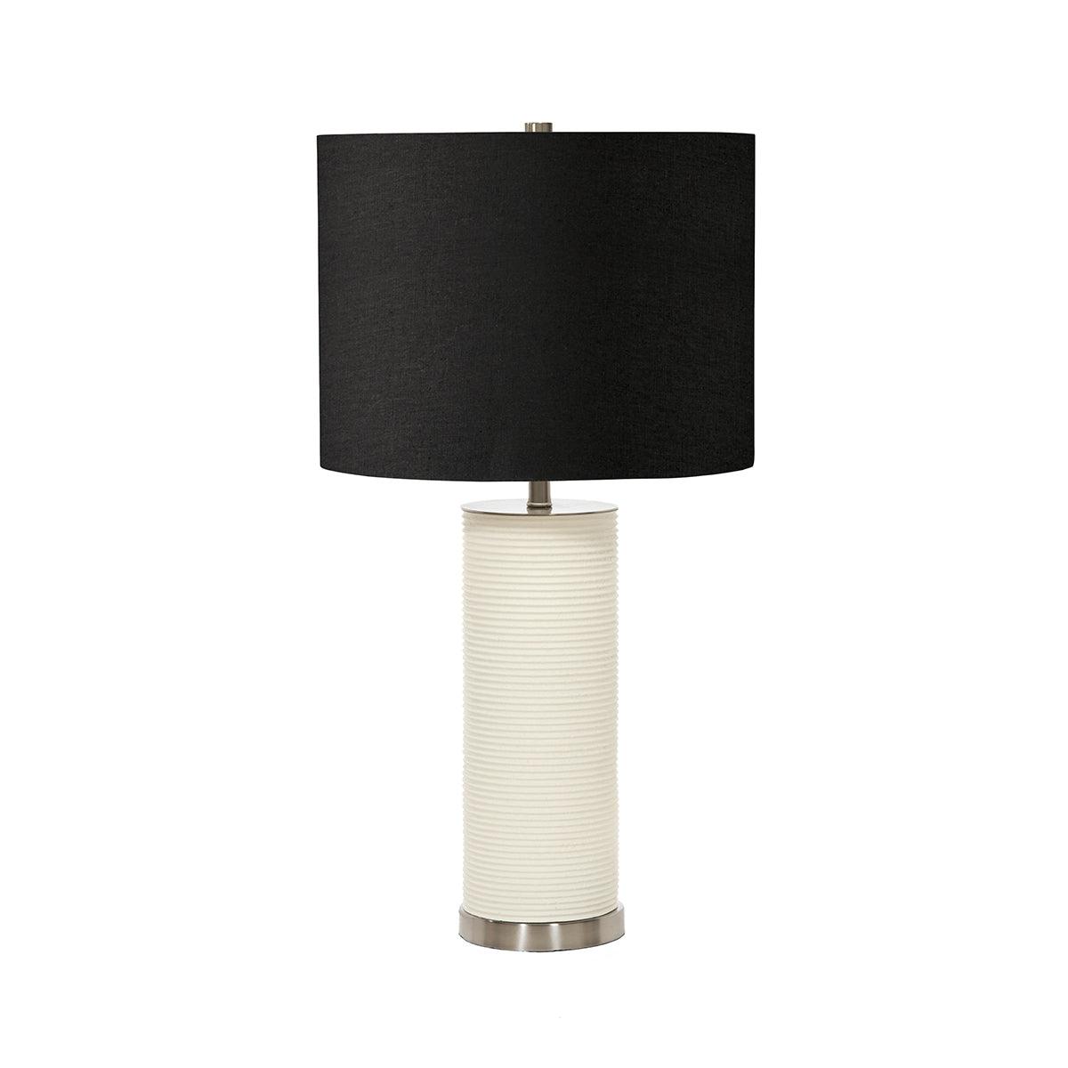 Elstead Lighting - RIPPLE-TL-WHT-B - Elstead Lighting Table Lamp from the Ripple range. Ripple 1 Light Table Lamp - White with Black Shade Product Code = RIPPLE-TL-WHT-B