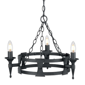 Elstead Lighting - SAX3-BLK - Elstead Lighting Chandelier from the Saxon range. Saxon 3 Light Chandelier Product Code = SAX3-BLK