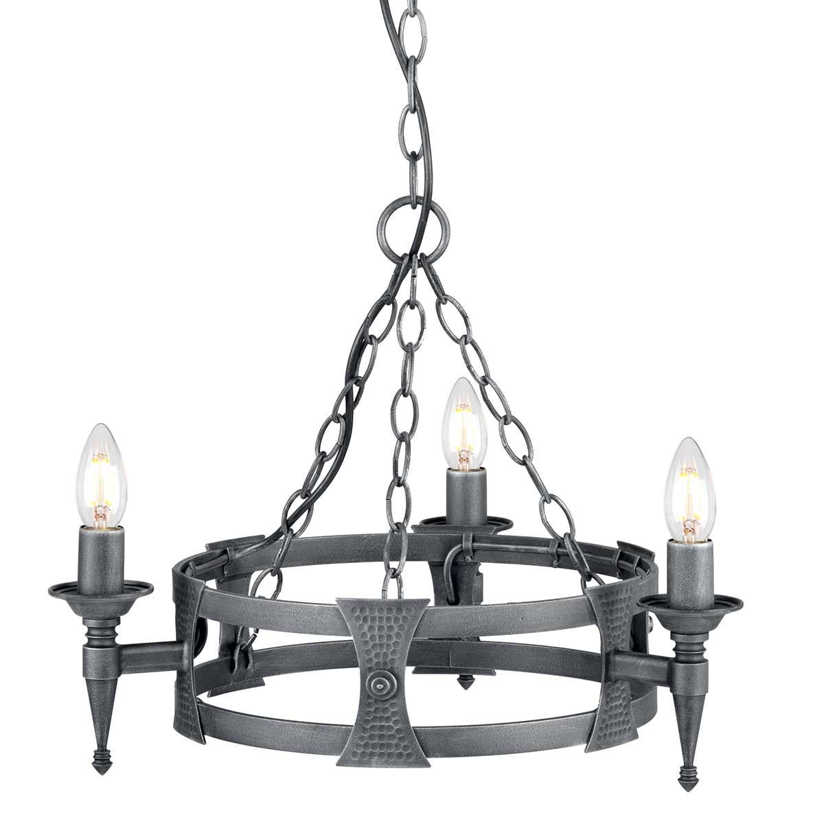 Elstead Lighting - SAX3-BLK-SIL - Elstead Lighting Chandelier from the Saxon range. Saxon 3 Light Chandelier Product Code = SAX3-BLK-SIL