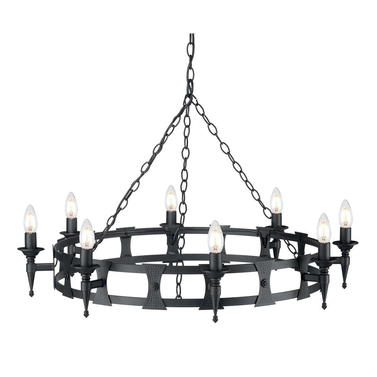 Elstead Lighting - SAX8-BLK - Elstead Lighting Chandelier from the Saxon range. Saxon 8 Light Chandelier Product Code = SAX8-BLK