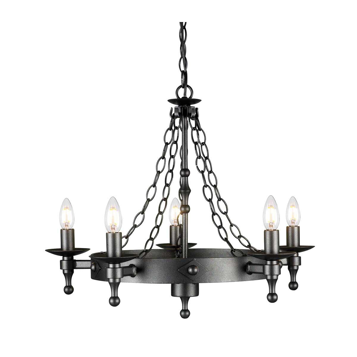 Elstead Lighting - WR5-GRAPHITE - Elstead Lighting Chandelier from the Warwick range. Warwick 5 Light Chandelier Product Code = WR5-GRAPHITE