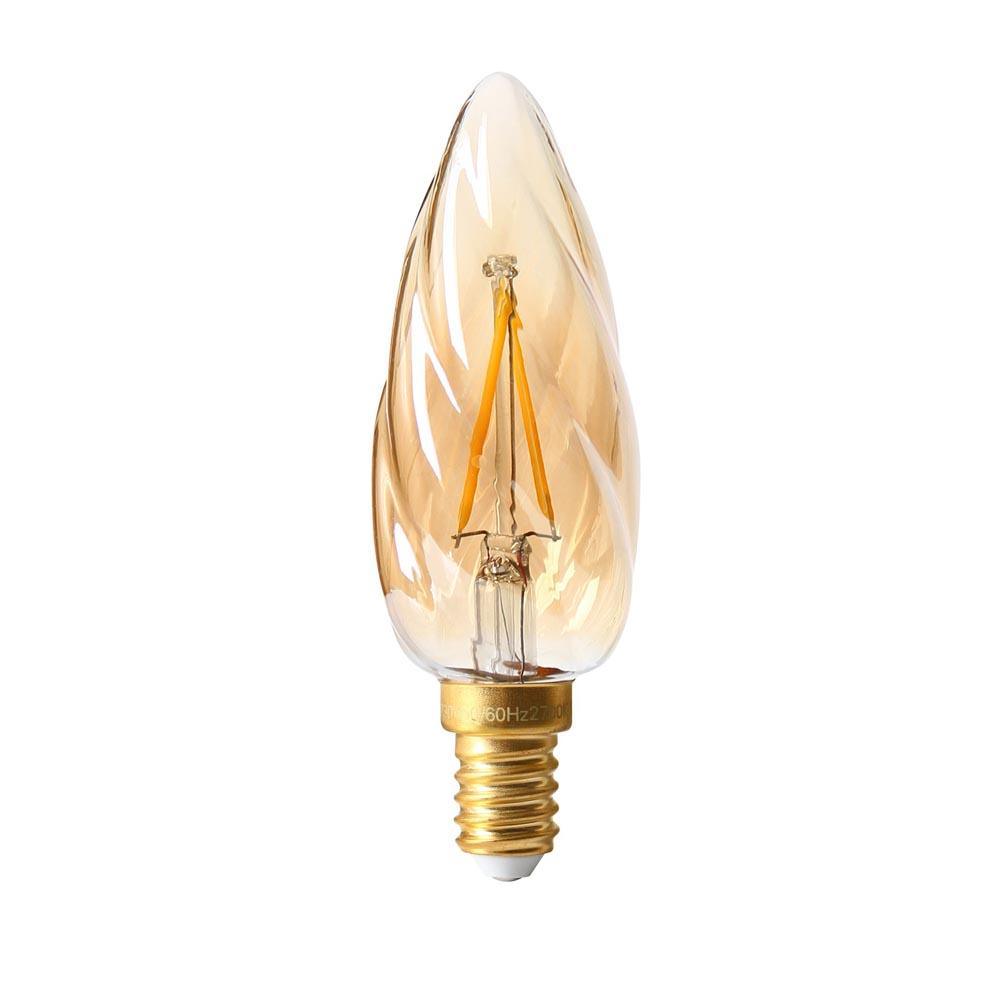 Girard Sudron - FL-CP-LCNDT2SESGVWW SUD - Girard Sudron Girard Sudron Twisted Flamme F6 LED Filament Candle 2W Amber SES E14 Small Edison Screwed Cap 2500K