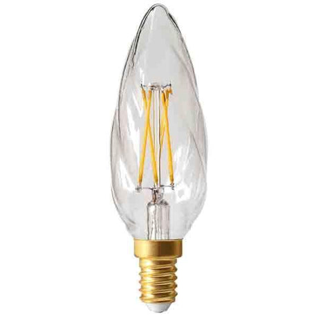 Girard Sudron - FL-CP-LCNDT4SESCVWW/DIM SUD - Girard Sudron Girard Sudron Twisted Flamme F6 LED Filament Candle 4W Clear SES E14 Small Edison Screwed Cap 2700K Dimmable