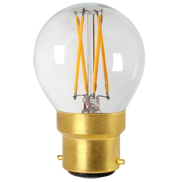 Girard Sudron - FL-CP-LRND45BCC/4VWW/DIM SUD - Girard Sudron Girard Sudron LED Filament Golfball 4W B22d Bayonet Cap Clear 2700K Dimmable